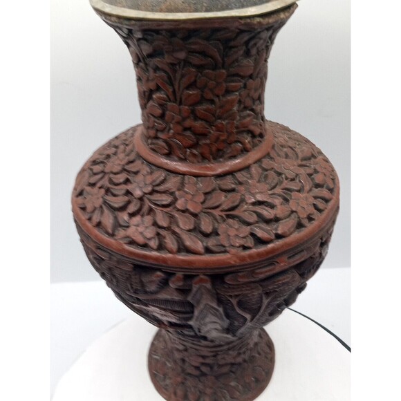 Chinese Cinnabar Vase Carved Super Rare Piece Original Antique 8 1/2" Tall - Picture 13 of 16